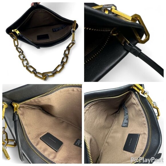 ALL SAINTS Bettina Leather Chain Shoulder Bag Black NWOT - Picture 16 of 16